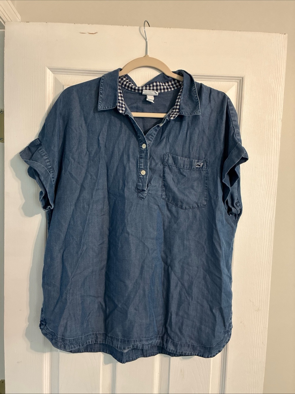 Vineyard Vines x Target, Chambray Short-Sleeve Polo with Gingham Trim